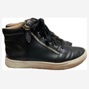 Dolce Vita Sneaker Shoe High Top Alison Women's Size 9 Black Zip & Lace Man-Made